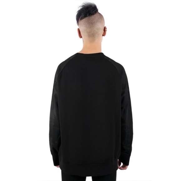 Killstar ✦ Rumour Camo Sweatshirt ✦ M Black Pullover Gothic Quote Camo Sleeves - Picture 8 of 8